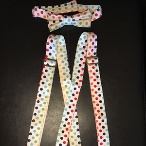 Kids bow tie and suspenders.